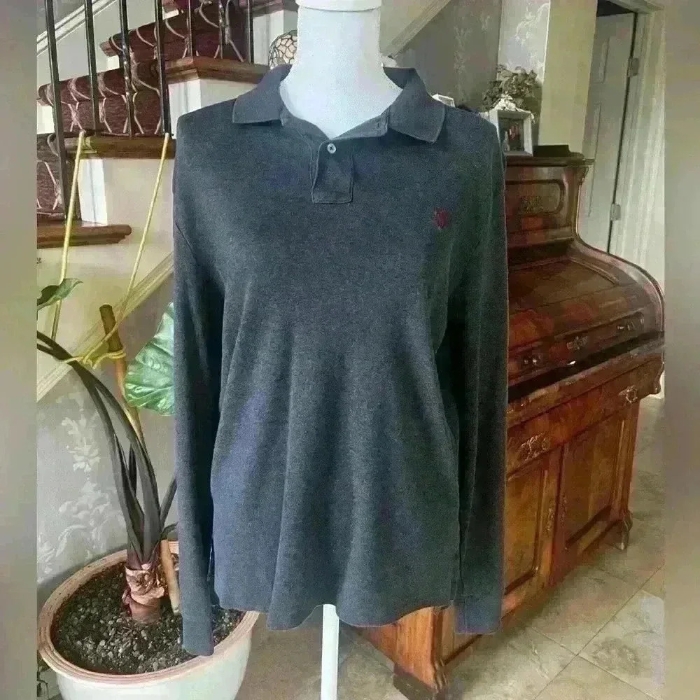 Men’s Polo Ralph Lauren long sleeve 100% cotton shirt L very good condition gray - Picture 3 of 11